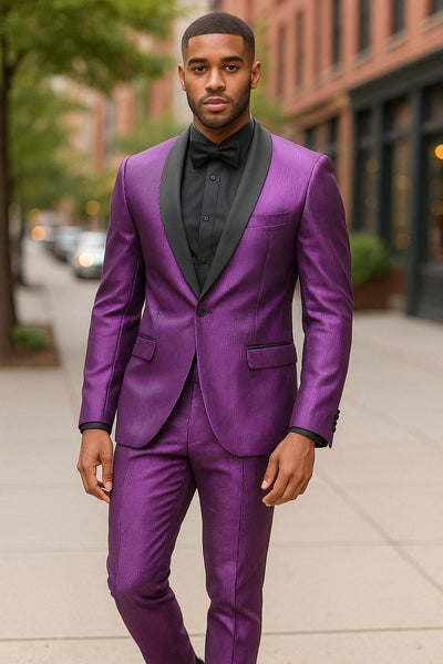 Mens Shiny Purple Tuxedo Jacket with Black Satin Shawl Lapel ƒ?? Formal Party Blazer for Prom and Weddings 3   - from alligatorwarehouse.com