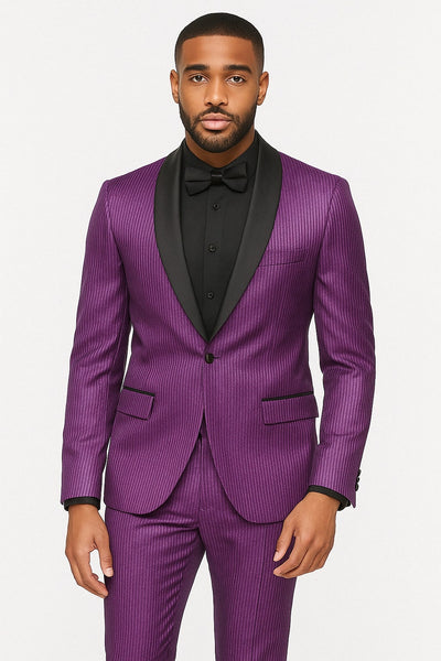 Mens Shiny Purple Tuxedo Jacket with Black Satin Shawl Lapel ƒ?? Formal Party Blazer for Prom and Weddings 1   - from alligatorwarehouse.com