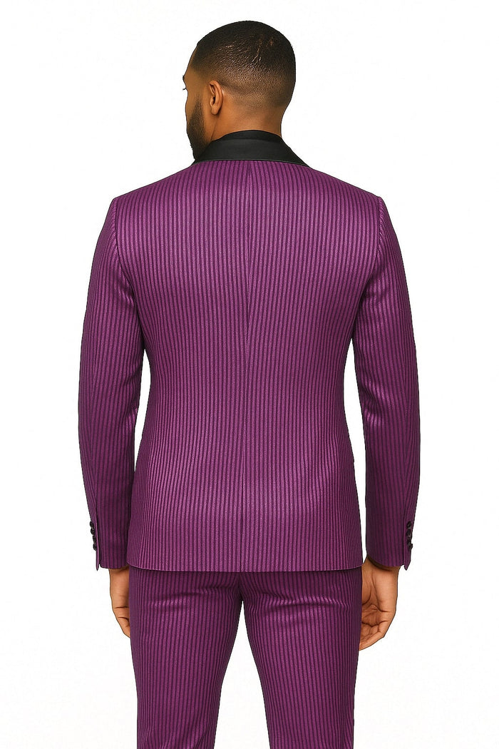 Mens Shiny Purple Tuxedo Jacket with Black Satin Shawl Lapel ƒ?? Formal Party Blazer for Prom and Weddings