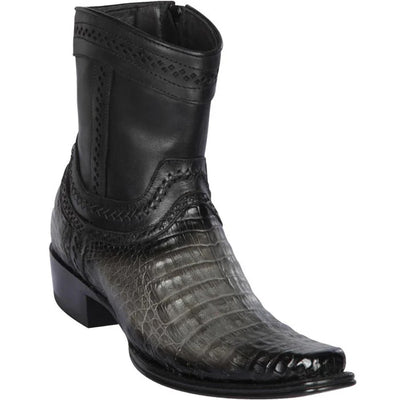 Los Altos Boots - Mens Dress Cowboy Boot - Low Priced Short Ankle Grey Caiman Boots - European Toe - in Grey 1   - from alligatorwarehouse.com