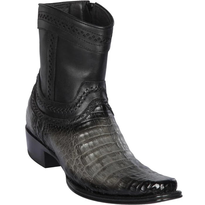 Los Altos Boots - Mens Dress Cowboy Boot - Low Priced Short Ankle Grey Caiman Boots - European Toe - in Grey