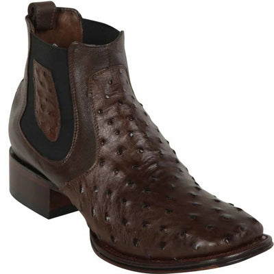 Los Altos Boots - Mens Dress Cowboy Boot - Low Priced Mens Short Brown Ostrich Leather Boots Square Toe- in Brown 1   - from alligatorwarehouse.com
