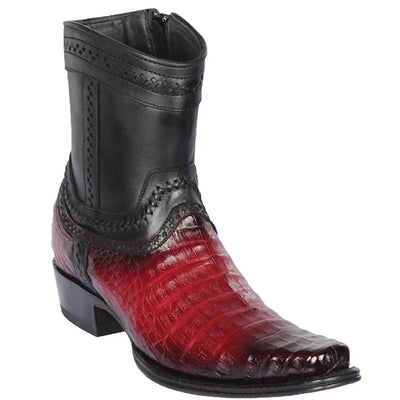 Los Altos Boots - Mens Dress Cowboy Boot - Low Priced  Caiman Belly Short Cowboy Boots Burgundy- in Burgundy 1   - from alligatorwarehouse.com