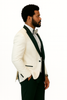 Hilton White and Black Paisley Peak Lapel Tuxedo Jacket with Matching Shawl Vest and Wool Pants – Includes Bow Tie 8   - from alligatorwarehouse.com