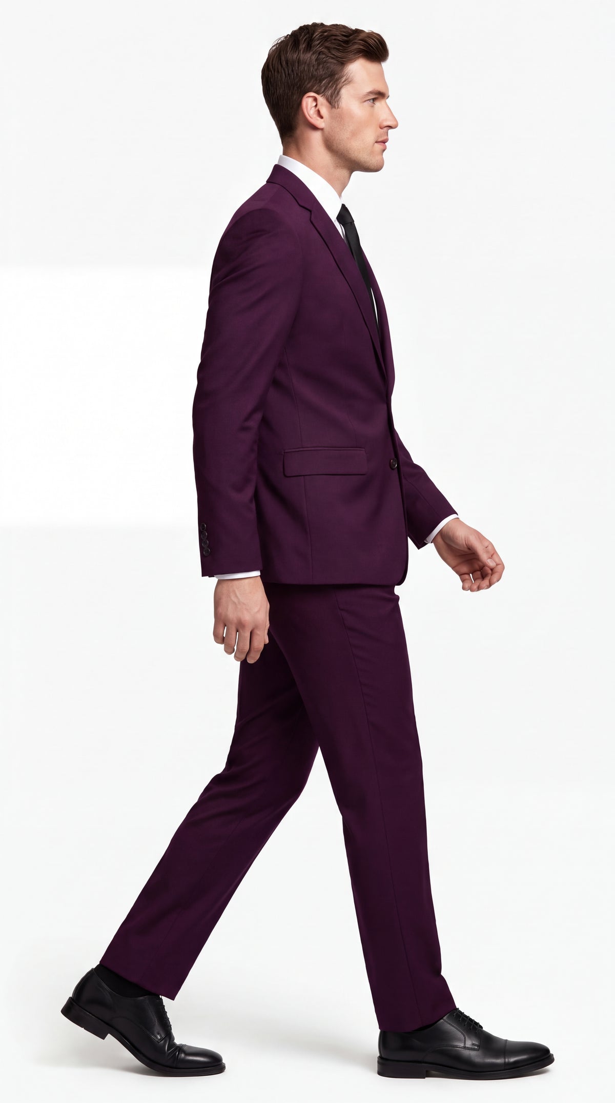 Men's Plum Purple Slim Fit 2-Piece Suit – Modern 2-Button Notch Lapel Wedding, Prom & Formal Dress Suit