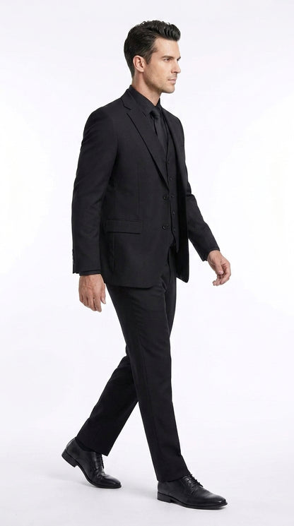 Men’s John Wick Inspired Black Vested Suit, Formal 3 Piece Wedding Business Dress Suit