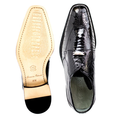 Men's Belvedere Siena Ostrich Leg Moc Toe Dress Shoe in Black 3 MEN 1463 BLACK-M-09  - from alligatorwarehouse.com