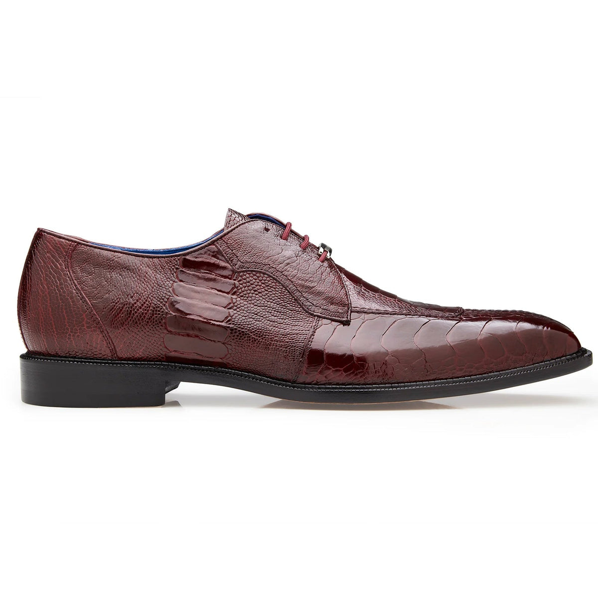 Men's Belvedere Siena Ostrich Leg Moc Toe Dress Shoe in Burgundy