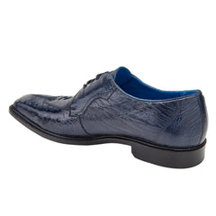 Men's Belvedere Siena Ostrich Leg Moc Toe Dress Shoe in Navy