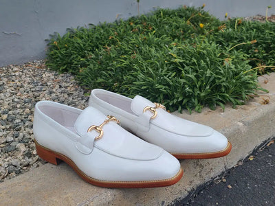 Signature Horse Bit Patent Leather Loafer 1 KS509-28PGWHITE75  - from alligatorwarehouse.com