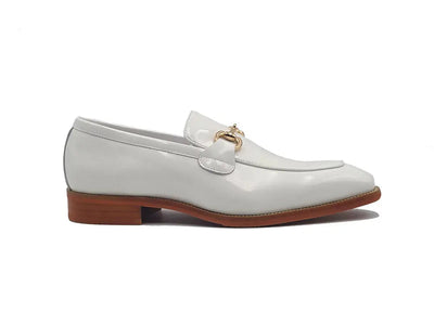 Signature Horse Bit Patent Leather Loafer 3 KS509-28PGWHITE75  - from alligatorwarehouse.com
