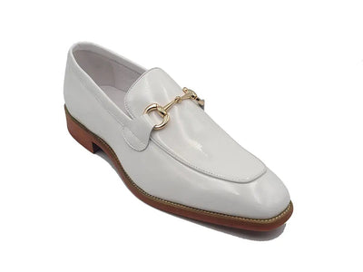 Signature Horse Bit Patent Leather Loafer 4 KS509-28PGWHITE75  - from alligatorwarehouse.com