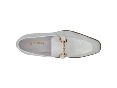 Signature Horse Bit Patent Leather Loafer 6 KS509-28PGWHITE75  - from alligatorwarehouse.com