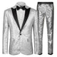 Sequin Suit - Silver Grey Shiny Suit Perfect for Stage or Prom Fancy Pattern Glitter Fabric