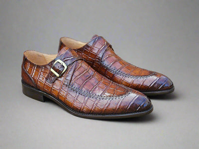 Single Monk Buckle Split Toe Loafer 1 KS479-13WHISKY8  - from alligatorwarehouse.com