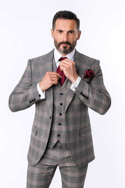 Suits With Baggy Pleated Pants - Wide Leg Pants 100% Wool - Classic Fit Single Breast Lapel Vest by Rossiman 7   - from alligatorwarehouse.com