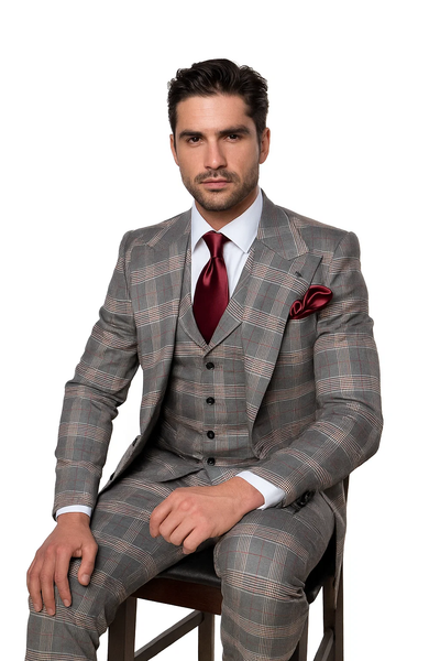 Suits With Baggy Pleated Pants - Wide Leg Pants 100% Wool - Classic Fit Single Breast Lapel Vest by Rossiman 8   - from alligatorwarehouse.com