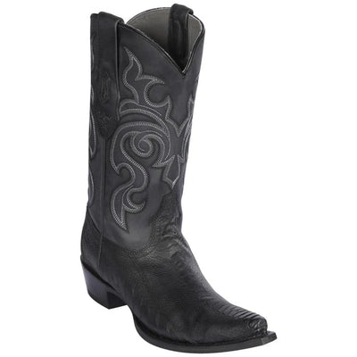 Los Altos Boots - Mens Dress Cowboy Boot - Low Priced Ostrich Leg Snip Toe Western Boots- in Black 1   - from alligatorwarehouse.com