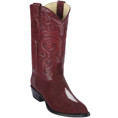 J Toe Cowboy Boots - J Toe Western Boots - Los Altos Boots - Mens Dress Cowboy Boot - Low Priced Single Stone Stingray Boots J-Toe- in Burgundy