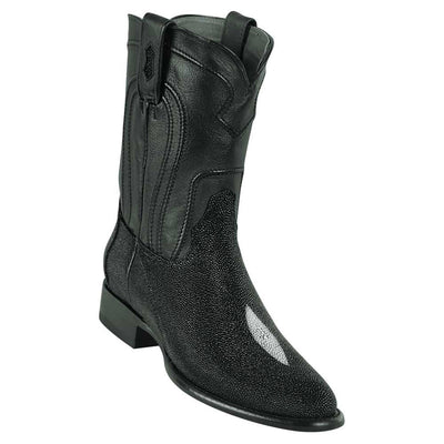 Los Altos Men’s Genuine Single Stone Sting Ray Black Roper Toe Boots 1   - from alligatorwarehouse.com