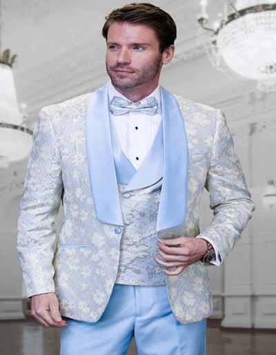 Blue Prom Suit - Blue Homecoming Outfits For Guys Sky Blue and Gold Floral Paisley 1   - from alligatorwarehouse.com