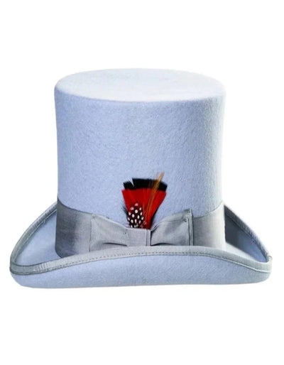 Victorian Steampunk Top Hat - 1800 19th Century - Dressy Loden Felt Top Sky Blue Hat 2   - from alligatorwarehouse.com