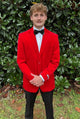 Mens Red Velvet Slim Fit Fashion Jacket