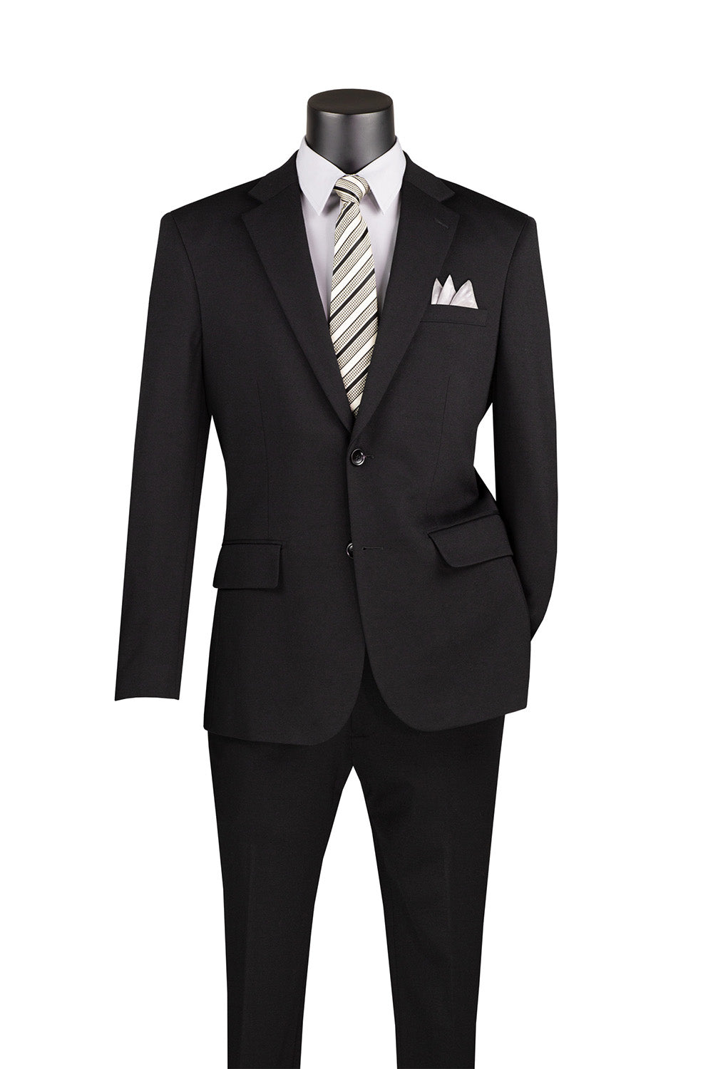 Slim Fit 2 Piece Suit Stretch Fabric Suit with Adjustable Waistband in Black 1 SO1SDX-3_BLACK_40R  - from alligatorwarehouse.com