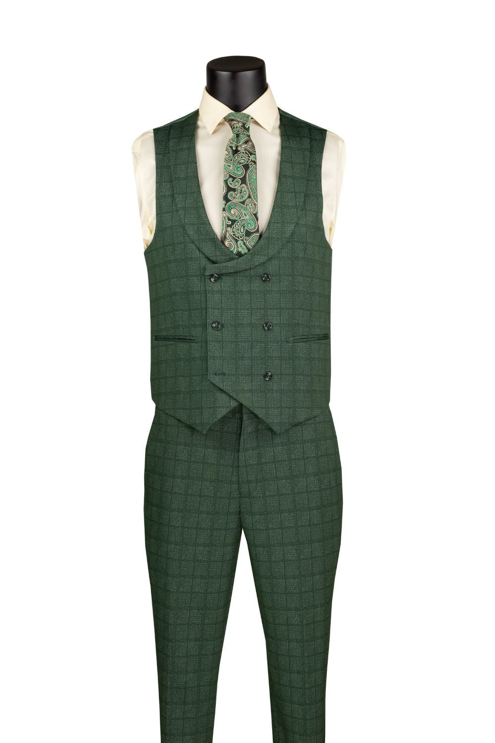 Slim Fit 3 Piece Stretch Fabric Suit in Green 2 SO1SV2W-8_GREEN_46R  - from alligatorwarehouse.com