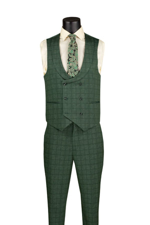 Slim Fit 3 Piece Stretch Fabric Suit in Green