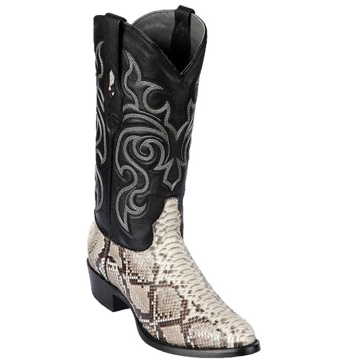 Los Altos Boots - Mens Dress Cowboy Boot - Low Priced Snakeskin Western Boots R-Toe- in Natural