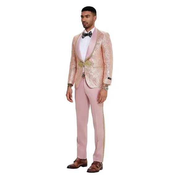 2024 Prom Special Blush Paisley 2pc Mens Suit by Tazzio