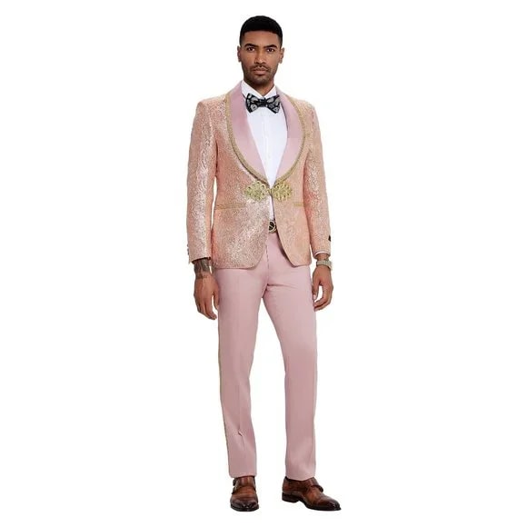 2024 Prom Special Blush Paisley 2pc Mens Suit by Tazzio