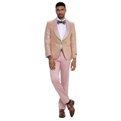 2024 Prom Special Blush Paisley 2pc Mens Suit by Tazzio 2   - from alligatorwarehouse.com