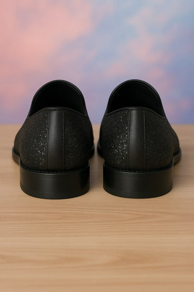 Men's Black Glitter Loafers with Spike Studded Toe – Designer Slip-On Dress Shoes for Parties and Events 3   - from alligatorwarehouse.com
