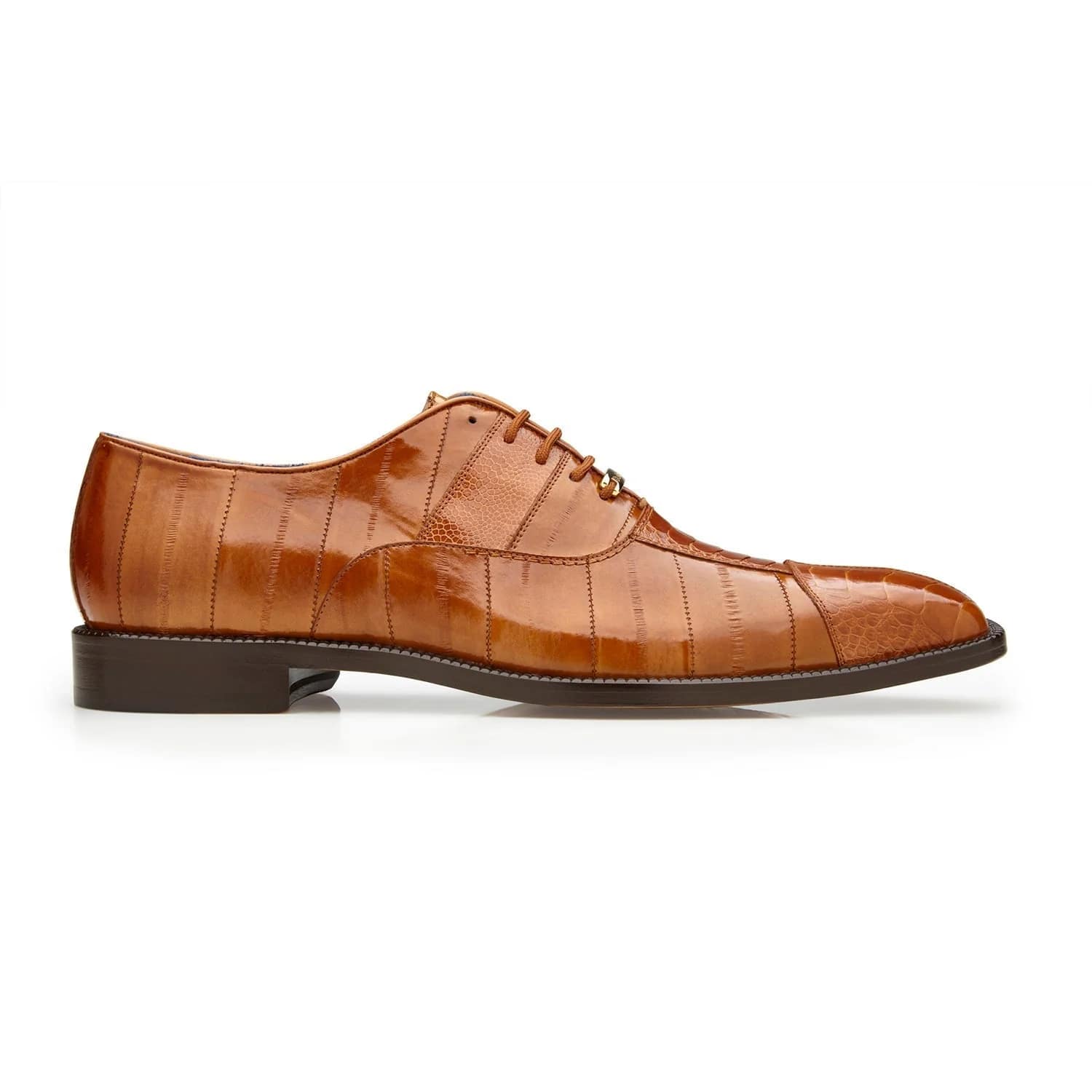 Belvedere Mare Shoes Men's Camel Genuine Ostrich & Eel Split-toe Oxfords