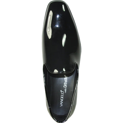 Bravo Mens Classic Plain Toe Slip on Patent Loafer Tuxedo Shoe in Black