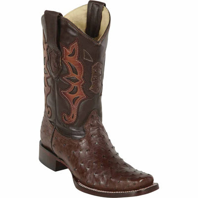 Los Altos Boots - Mens Dress Cowboy Boot - Low Priced Square Toe Ostrich Boots Brown- in Brown 1   - from alligatorwarehouse.com