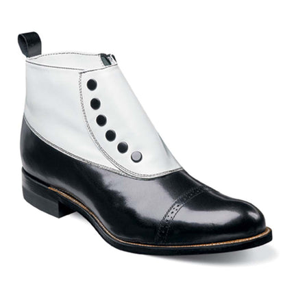 Stacy Adams Madison Black and White Spat Cap Toe Ankle Boots, Men’s Formal Dress Boots