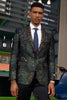 Men's Stacy Adam's Designer Prom & Wedding Tuxedo Green and Gold Jacket 2   - from alligatorwarehouse.com