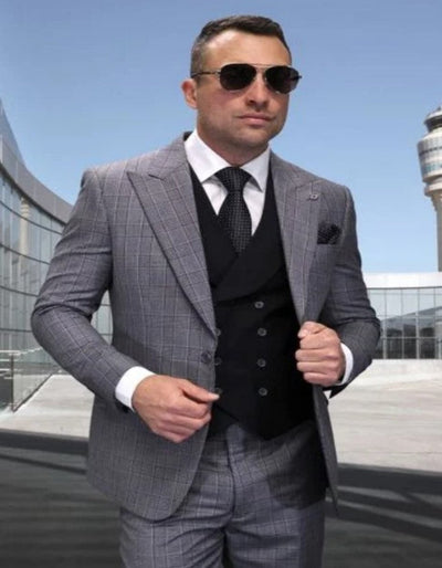 Statement Suits - Wool Suits - Peak Lapel Suits - Ticket Pocket - Modern Fit - Black Suit 1   - from alligatorwarehouse.com