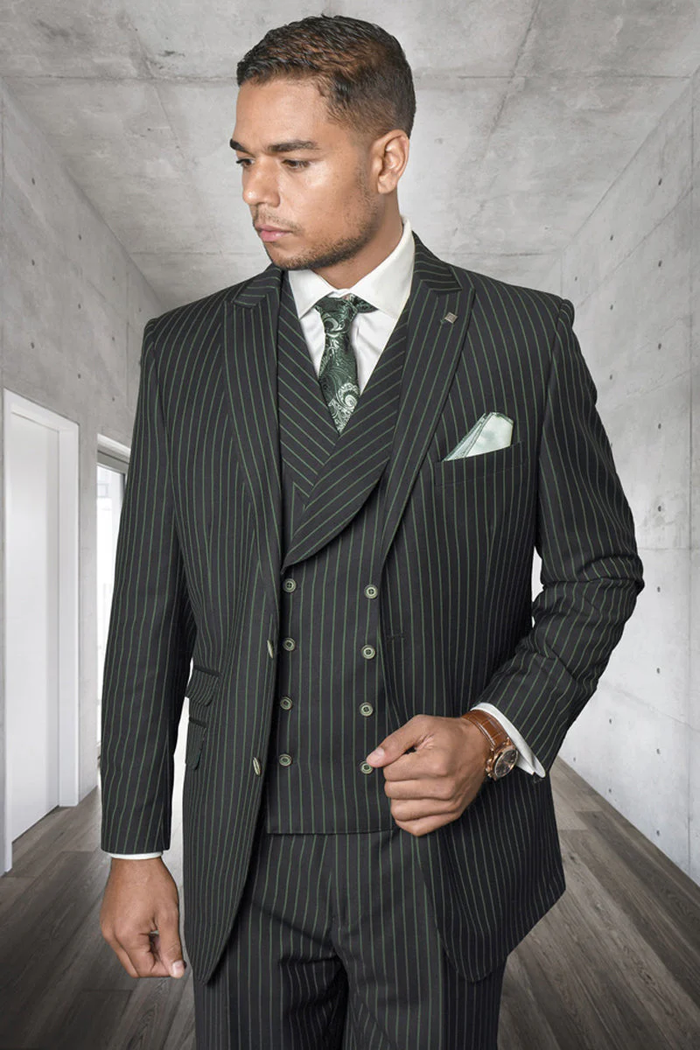 Mens 2 Button Shiny Blazer - Royal Blue Sateen Vested Suit - New Arrival