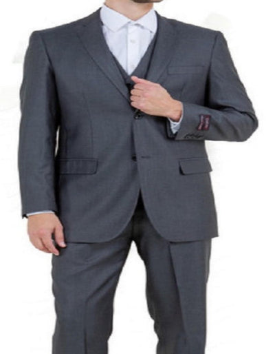 Mens Steel Navy 3 Piece Sharkskin Single Breasted Suit 1   - from alligatorwarehouse.com