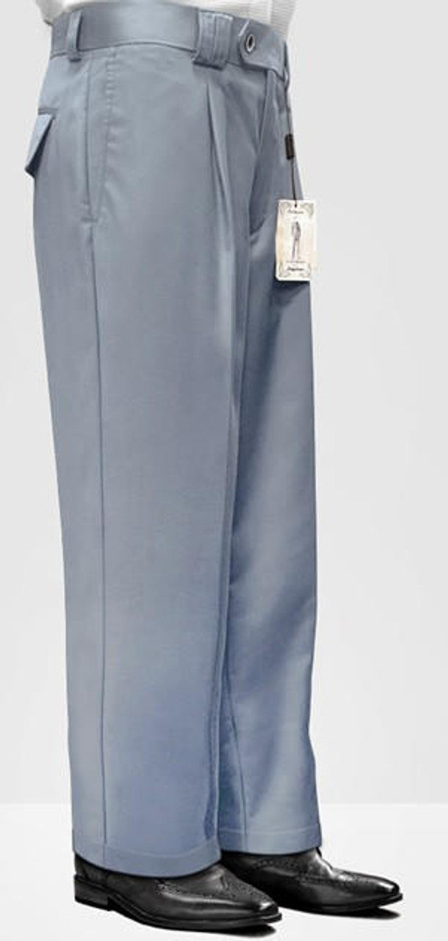 Statement Mens Steel Blue Wool Wide Leg Pants