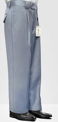 Statement Mens Steel Blue Wool Wide Leg Pants