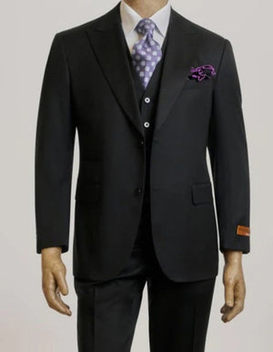 Steve Harvey Suits Brand - Mens Black Suit - Designer Brand Suit No Pleated Pants Modern Fit