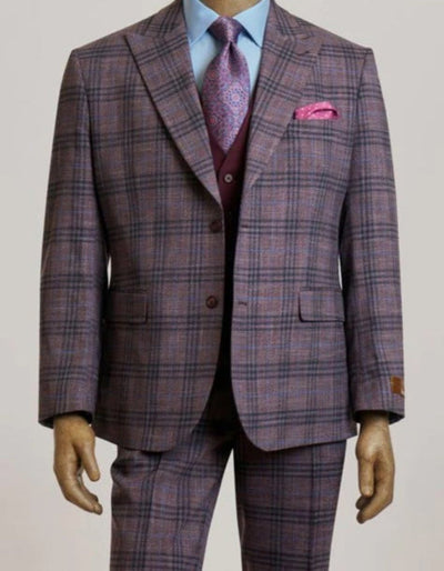 Mens Mauve Suit - Designer Brand Suit No Pleated Pants Modern Fit 1 Steve-Mauve-12  - from alligatorwarehouse.com