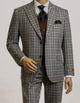 Mens Peak Lapel Modern Fit - No Pleated Pants Designer Brand Multicolor 3 Piece Single Breasted Vested Suit