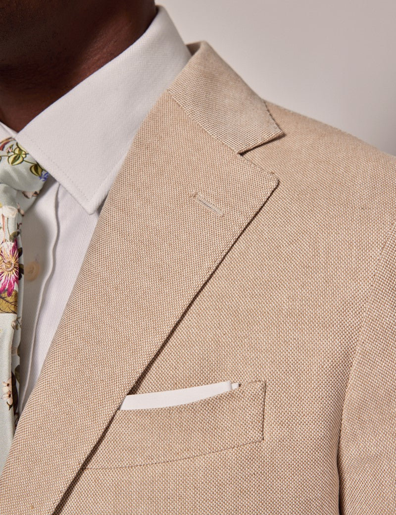 Mens Linen Suit For Beach Wedding - Summer  Slim Suit in Stone 3 SQ-7264  - from alligatorwarehouse.com