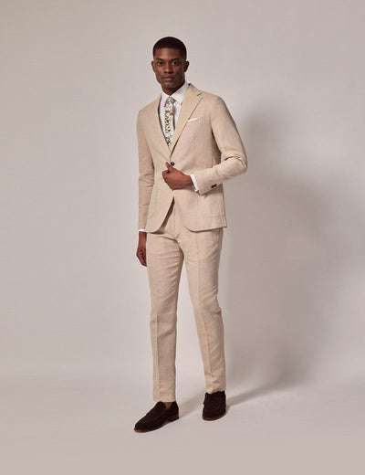 Mens Linen Suit For Beach Wedding - Summer  Slim Suit in Stone 8 SQ-7264  - from alligatorwarehouse.com